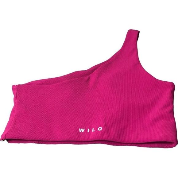 Wilo One Shoulder Hot Pink Padded Sport Bra - Picture 2 of 7